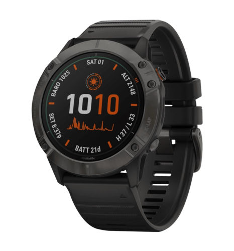 Смарт-годинник Garmin Fenix 6X Pro Solar Titanium Carbon Grey DLC with Black Band (010-02157-21)