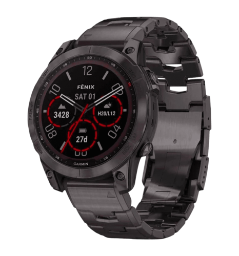Смарт-годинник Garmin Fenix 7 Sapphire Solar C. Grey DLC Titanium w. Carbon Grey DLC V. Titanium Band (010-02540-39)