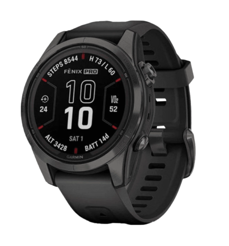 Смарт-годинник Garmin Fenix 7S Pro Sapphire Solar Carbon G. DLC Tit. with Black Band (010-02776-10/11/54)