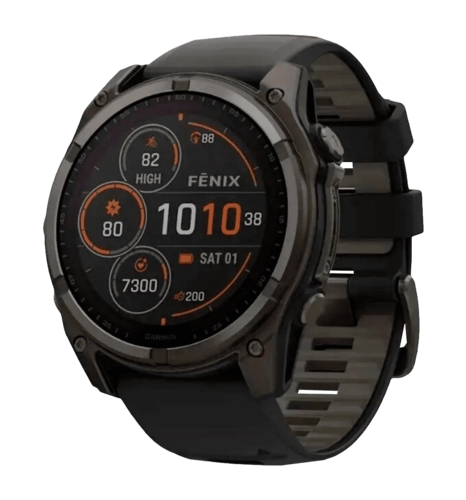 Спортивний годинник Garmin Fenix 8 51mm Solar Sapphire Carbon Gray DLC Titanium w. Black/Pebble Gray S. Band (010-02907-10/11