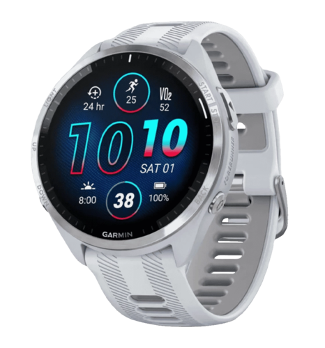 Спортивний годинник Garmin Forerunner 965 Titanium Bezel w. Whiteston Case and Whiteston/Powder Gray S.Band (010-02809-01/11)