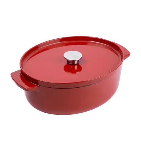 Гусятниця чавунна з кришкою KitchenAid, 30 см, 5,6 л, червона (CC006063-001)