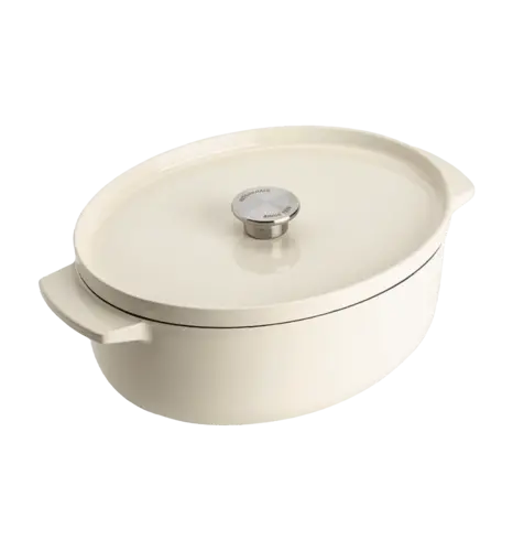 Гусятниця чавунна з кришкою KitchenAid, 30 см, 5,6 л, колір мигдальний крем (CC006062-001)