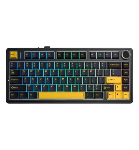 Ігрова клавіатура бездротова AULA F75 Gasket Greywood V3 switch Hot-Swap, PBT, 2.4G wireless, BT, black