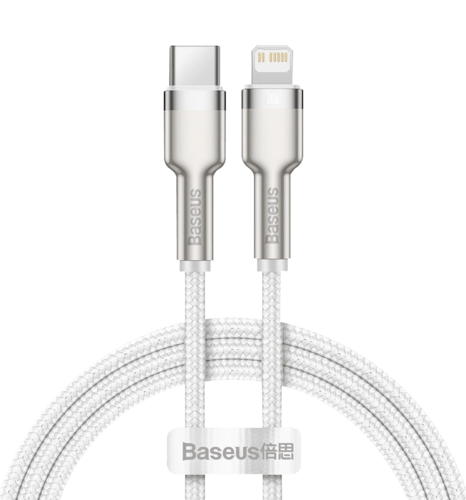 Кабель Baseus Cafule Metal Type-C to Lightning PD 20W (1m) (white) (CATLJK-A02)