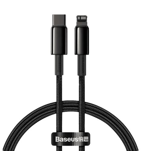 Кабель Baseus Tungsten Gold Type-C to Lightning PD 20W (1m) (black)(CATLWJ-01)