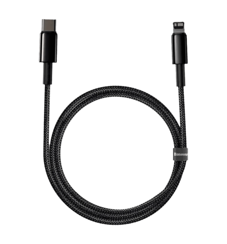 Кабель Baseus Tungsten Gold Type-C to Lightning PD 20W (2m) (black) (CATLWJ-A01)