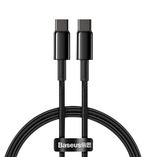 Кабель Baseus Tungsten Gold Type-C to Type-C 100W (2m) (black) (CATWJ-A01)