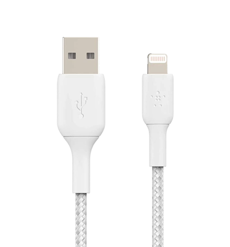 Кабель Belkin USB-A - Lightning, BRAIDED, 2m, white (CAA002bt2MWH)