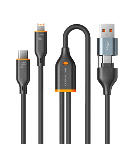 Кабель Keephone 3in1 Liquid Silicone Black (KPLIQSILA+CC+LBK)