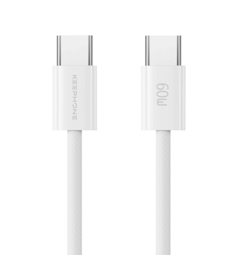 Кабель Keephone PD 60W Type-C to Type-C Woven Cable white 1m (KPWCACC1MWH)