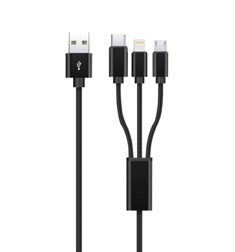 Кабель Proove Triple Connection 3 in 1 Type-C + Micro USB + Lightning (1,2m) (black)