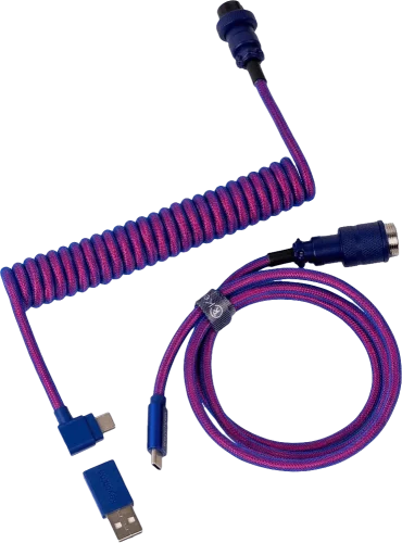 Кабель Type-A/Type-C Keychron Premium Coiled Aviator Cable-Angled Purpule