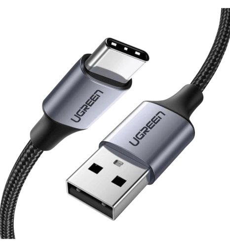Кабель UGREEN US288 USB-A 2.0 to USB-C Cable Nickel Plating Aluminum Braid 1m (Black) (UGR-60126)