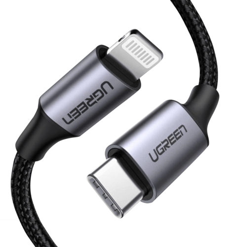 Кабель UGREEN US304 USB-C to Lightning M/M Cable Aluminum Shell Braided 1m (Black) (UGR-60759)