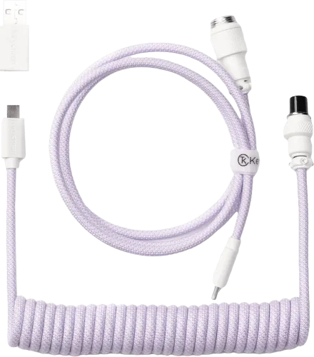 Кабель USB-A/USB-C > USB-C заряджання/синхронізації Keychron, 1.36м, Type-C, Coiled Aviator, фіолетовий