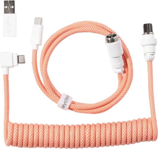 Кабель USB-A/USB-C > USB-C для зарядки/синхронизации Keychron, 1,36 м, Type-C, спиральный Aviator, оранжевый