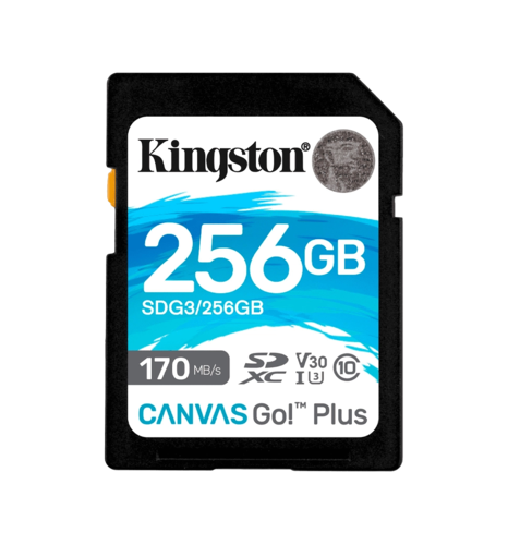 Карта памяти Kingston 256GB SDXC C10 UHS-I Canvas Go! Plus 170R/90W U3 V30 (SDG3/256GB)