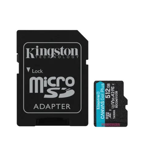 Карта пам'яті Kingston 512 GB microSDXC Canvas Go! Plus UHS-I U3 V30 A2 Class 10 + Adapter (SDCG4/512GB)