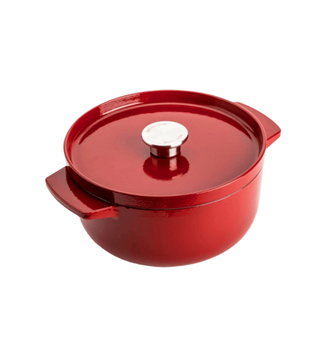Каструля чавунна з кришкою KitchenAid, 22 см, 3,3 л, червона (CC006057-001)