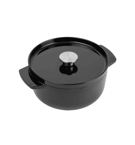 Каструля чавунна з кришкою KitchenAid, 22 см, 3,3 л, чорна (CC006058-001)