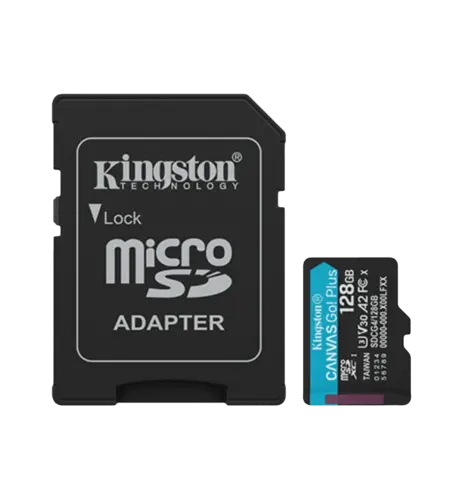 Kingston 128GB microSDXC Canvas Go Plus Gen4 200MB/s A2 U3 V30 Card + Adapter