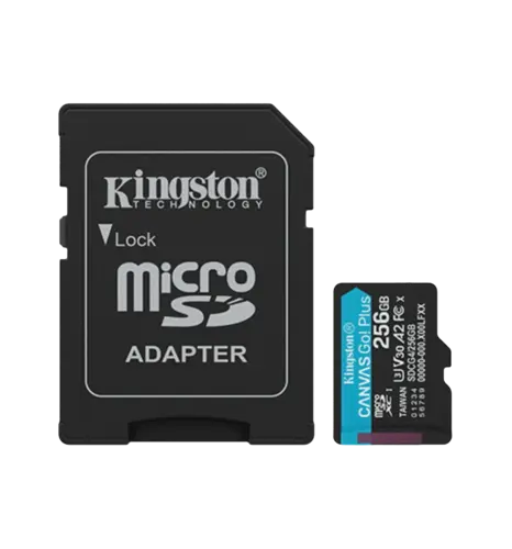 Kingston 256GB microSDXC Canvas Go Plus Gen4 200MB/s A2 U3 V30 Card + Adapter