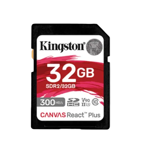 Kingston 32GB Canvas React Plus SDHC UHS-II 300R/260W U3 V90 for Full HD/4K/8K