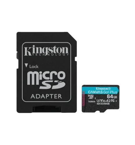 Kingston 64GB microSDXC Canvas Go Plus Gen4 200MB/s A2 U3 V30 Card + Adapter