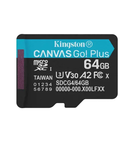 Kingston 64GB microSDXC Canvas Go Plus Gen4 200MB/s A2 U3 V30 Card