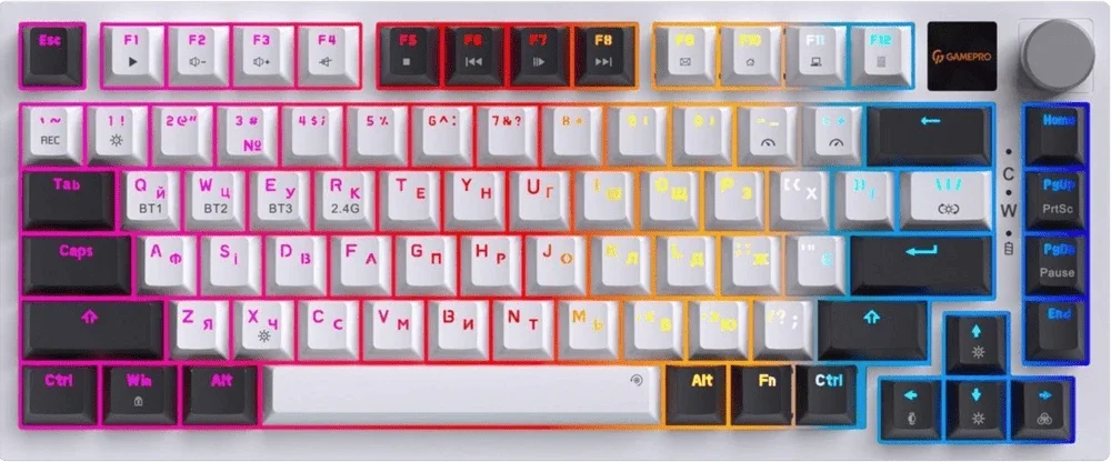 Клавіатура бездротова GamePro Asgard Valhalla Pro QLAB Sakura Switch White With Display (MK160-W-D-QS-PRO)