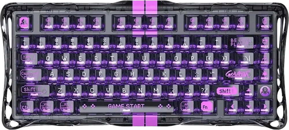 Клавіатура магнітна GravaStar Mercury V75 Lite 75keys, Blackcore, USB-A, Transparent Black
