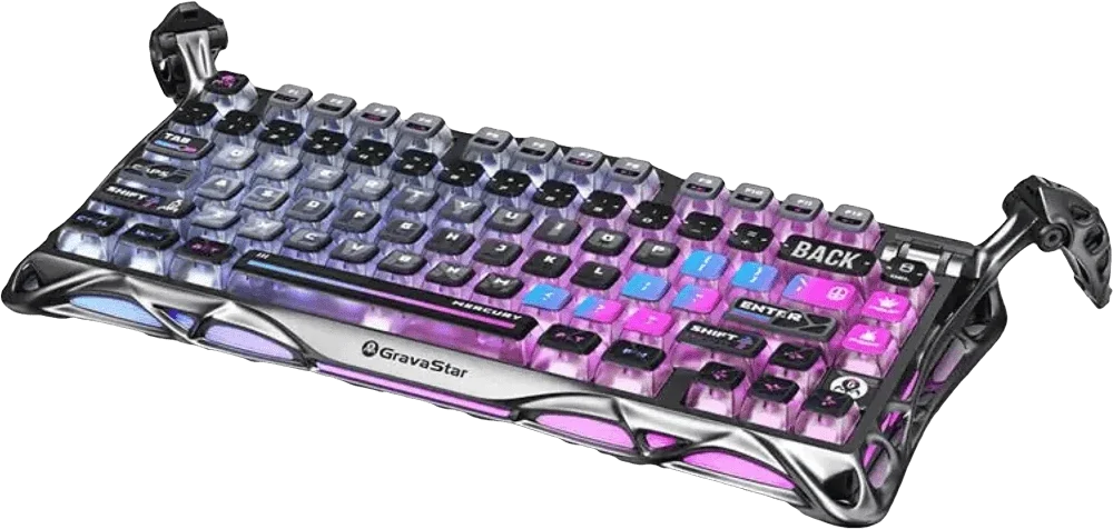 Клавіатура механічна GravaStar Mercury K1 Pro 80keys, GravaStar x Kailh Speedy Mint, BT/WL/USB, cyberpunk