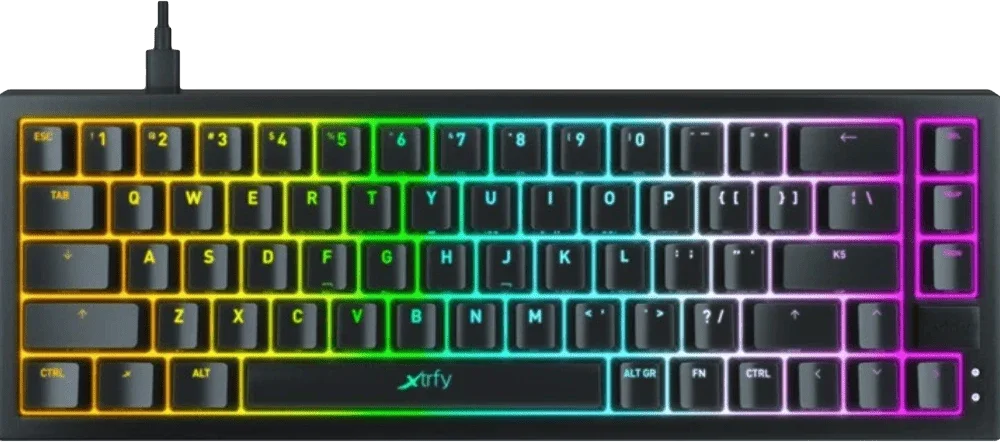 Клавіатура механічна Xtrfy K5 68Key, Kailh Red, USB-A, EN/UA, Hot-swap, RGB, Чорний