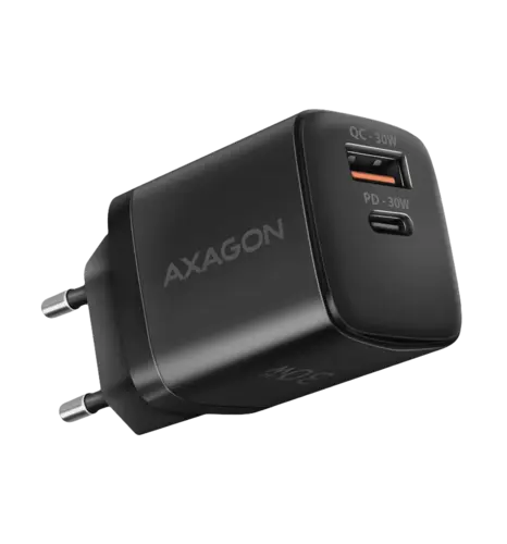 Мережевий зарядний пристрій AXAGON ACU-PQ30, QC3.0,4.0/AFC/FCP/PPS/Apple + PD type-C, 30W, Чорний