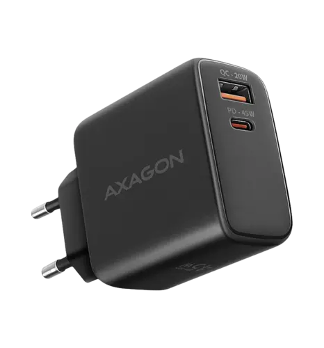 Мережевий зарядний пристрій AXAGON ACU-PQ45, QC3.0,4.0/AFC/FCP/PPS/Apple + PD type-C, 45W, Чорний
