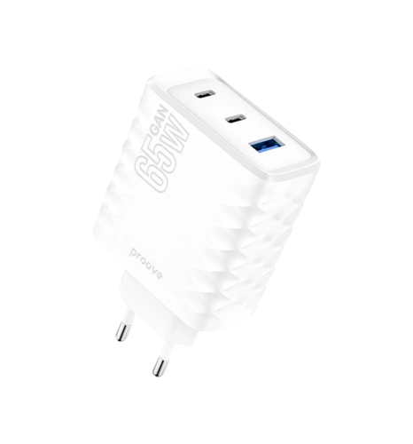 Адаптер Proove Speed Surge Gan 65W (USB + 2 Type-C) (white)