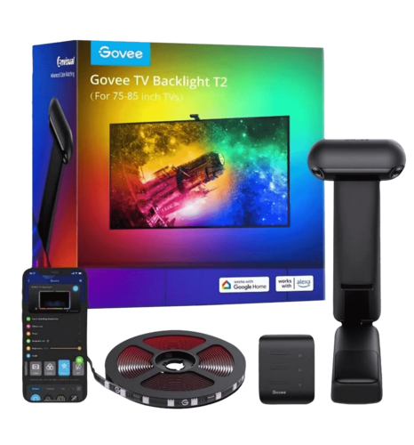 Набір адаптивного підсвічування Govee H605C Envisual TV Backlight T2 with Dual Cameras 75-85', RGBIC, WI-FI/Bluetooth, чорний