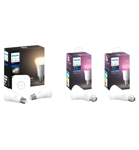 Набір Philips Hue (Bridge, лампа E27 White 2шт, лампа E27 RGB 2шт) (BRIDGE+E27W2P+E27RGB2P)