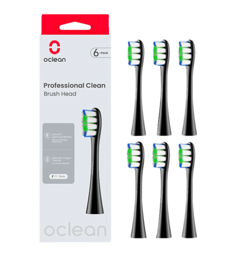 Насадка для зубної електрощітки Oclean P1C5 B06 Professional Clean Brush Head Black (6 шт) (6970810553864)