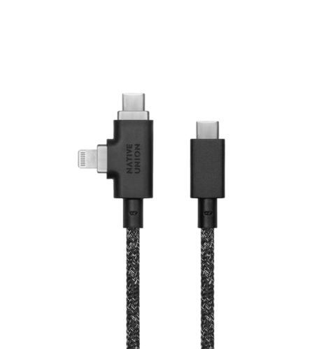 Native Union Belt Cable Duo Pro 240W USB-C to USB-C & Lightning Cosmos Black (2.4 m) (BELT-PROCCL-CO