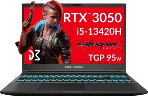 Ноутбук 15,6" Dream Machines RG3050-15 (RG3050-15UA71) WVA/Intel Core i5-13420H/16GB/F1TB/NVIDIA GeForce RTX 3050/DOS/Black