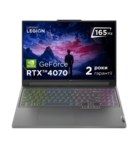 Ноутбук 16" LENOVO Legion Slim 5 16APH8 (82Y900AXRA)/AMD R7 7840HS/32GB/1TB SSD/RTX4070-8GB/DOS/Grey