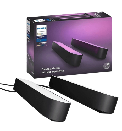 Панель освітлення розумна Philips Hue Play, 2000K-6500K, RGB, ZigBee, димування, базовий комплект, блок живлення, 2шт, чорний