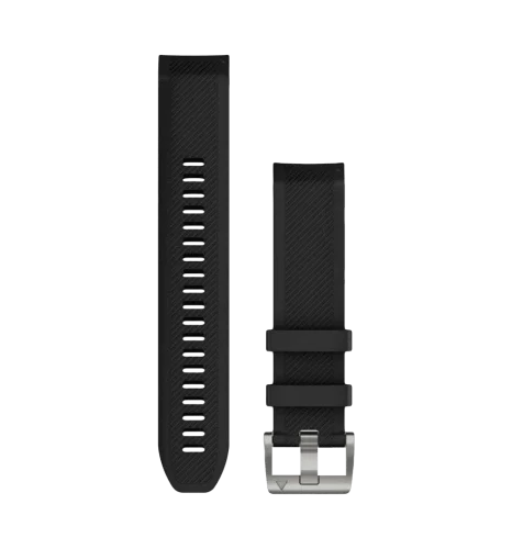 Ремінці для годинника Garmin QuickFit 22 силіконові, чорні зі сріблястою фурнітурою