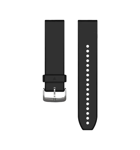 Ремінці для годинника Garmin QuickFit 22 силіконові, чорні зі сріблястою фурнітурою