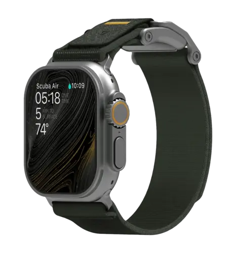 Ремінець AULUMU A11 band for Apple Watch,  Silver buckle+Orange Strap silver+misty green A11-NL-SL-OG