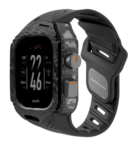 Ремінець AULUMU Carbon Fiber Cover+Orange Band  titanium+black A01-CF-OG