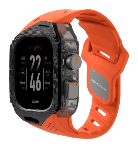 Ремінець AULUMU Carbon Fiber Cover+White Band  carbon+orange A01-CF-WT