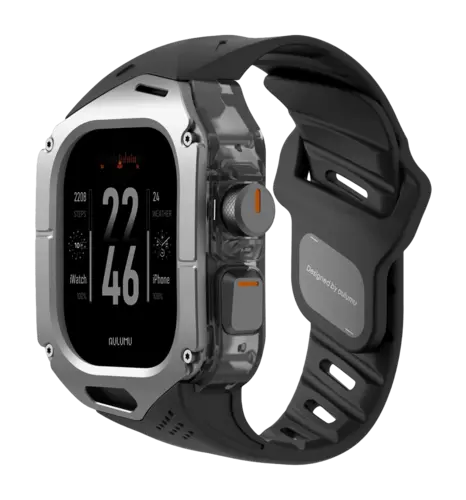 Ремінець AULUMU Titanium Cover+Black Band  titanium+ white A01-TI-BK